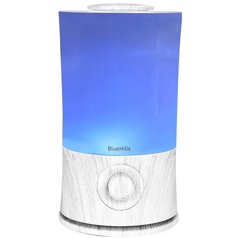 BlueHills Premium 2000 ML XL Large Essential Oil Diffuser Aromatherapy Humidifier for Large Room Home 40 Hour Run Huge Coverage Area Lights 2 Liter Extra Large Capacity Diffuser White Wood Grain E004 - Image 1